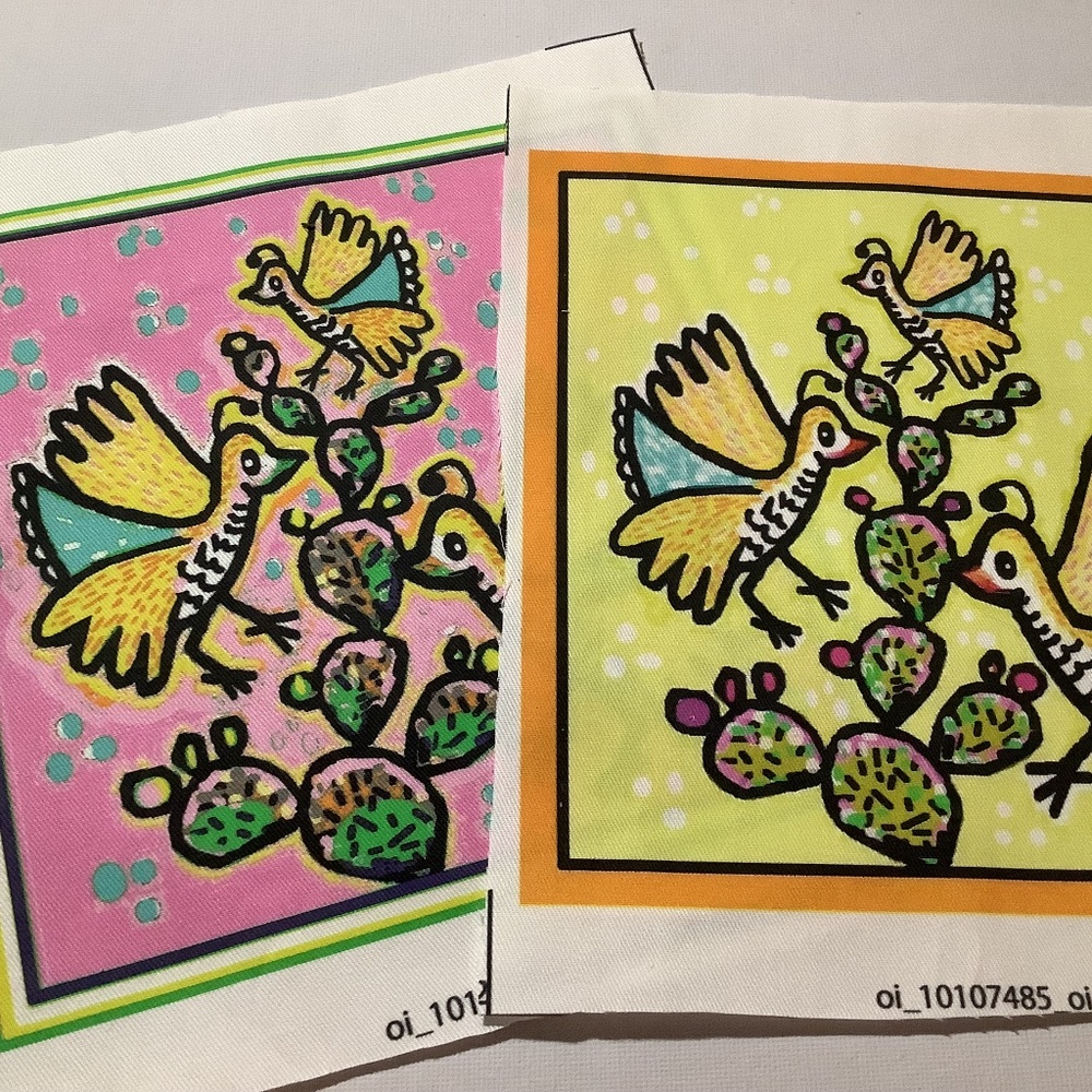 2 Latina Design Cotton Squares, Quail & Cactus